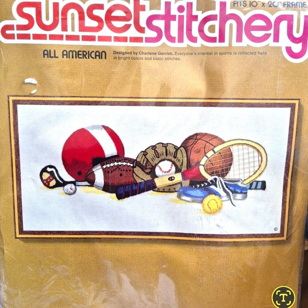 Sunset Stitchery "All American"-Crewel embroidery